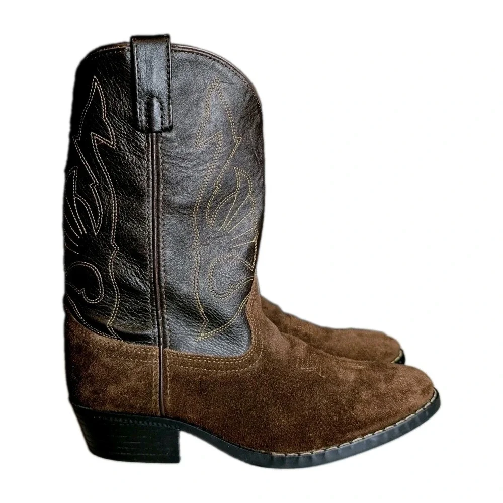 Masterson Boot Company Suede Leather Western Cowboy Boots Youth SZ 6 Women SZ 7